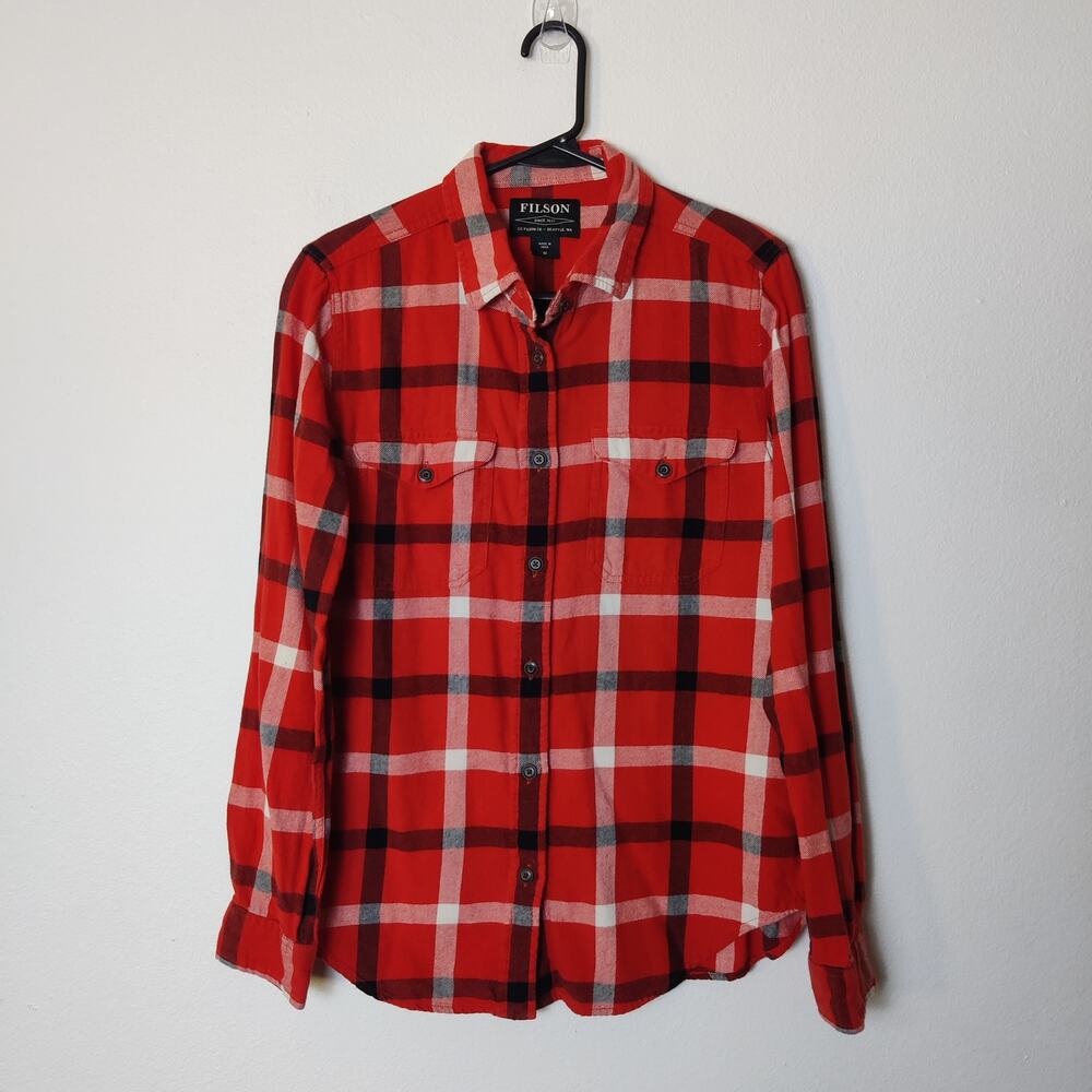 CC Filson Women's Scout Flannel Shirt Classic Red Plaid Medium Outdoor Gorpcore